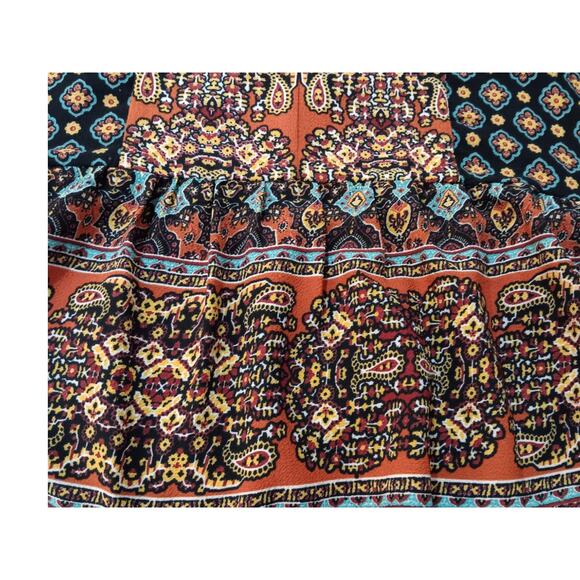 Flowy Boho Blouse Peasant Top M Tiered Colorful Southwest Artsy Travel Vacation - Picture 9 of 10